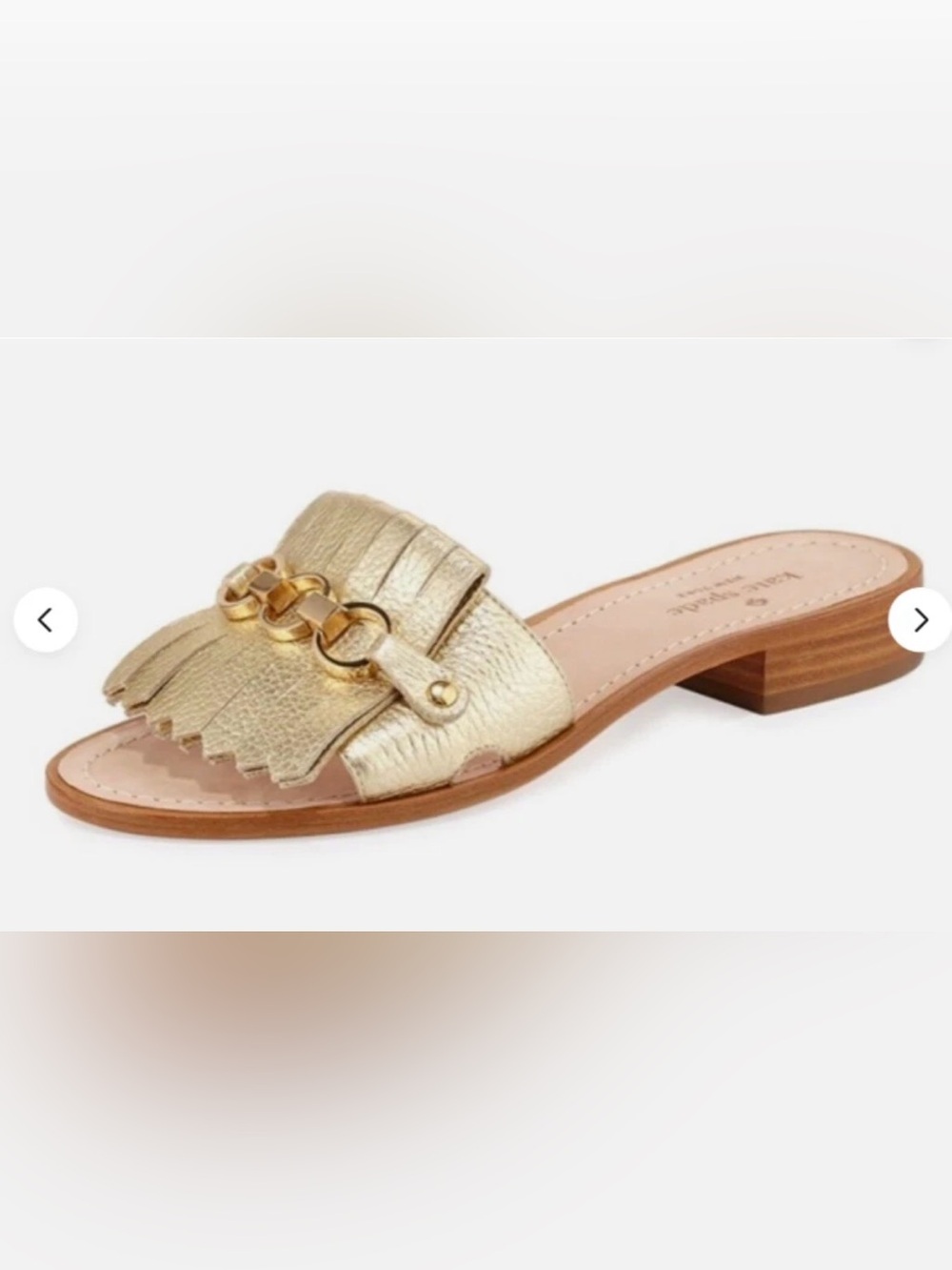 Kate Spade New York Brie metallic gold leather slides